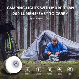 XBOSS H3 Led Camping Lantern Rechargeable Tent Light Waterproof 5200mah Power Bank, Magnet Bottom