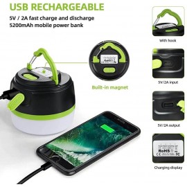 XBOSS H3 Led Camping Lantern Rechargeable Tent Light Waterproof 5200mah Power Bank, Magnet Bottom