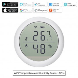 Tuya Smart WiFi Temperature and Humidity Sensor With Alarm Room Thermometer Works with Alexa, Google Home