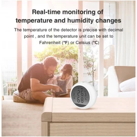 Tuya Smart WiFi Temperature and Humidity Sensor With Alarm Room Thermometer Works with Alexa, Google Home