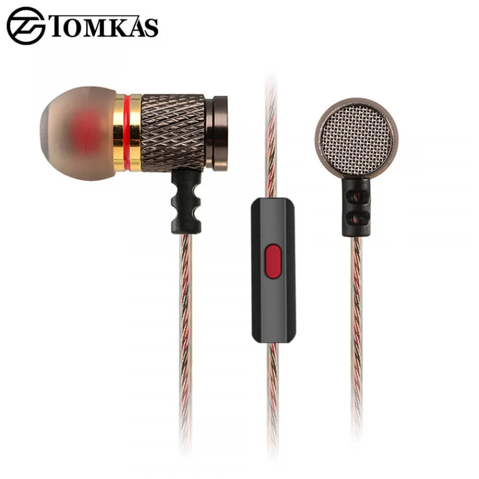 TOMKAS Sports Earphones with Microphone For Phone PC In-Ear Stereo Earphone Heavy Bass Fever Wired Earphones For Phone