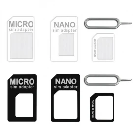 4in1 Micro Nano SIM Card Adapter Connector Convert Nano SIM Card to Micro Standard Adaptor for iPhone Huawei Xiaomi Samsung