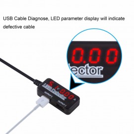 USB Power Meter USB Current Meter, Dual Bright LED Display for Concurrent Real-Time USB Current and Voltage Monitor