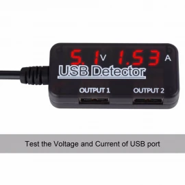 USB Power Meter USB Current Meter, Dual Bright LED Display for Concurrent Real-Time USB Current and Voltage Monitor