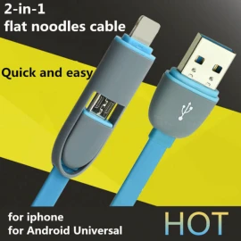 2 in 1 Sync Data Charger Cable for iPhone 5s 6 plus ipad 4 5 For Samsung S4 S5 S6 for Android