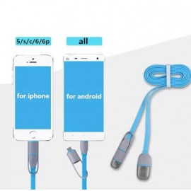 2 in 1 Sync Data Charger Cable for iPhone 5s 6 plus ipad 4 5 For Samsung S4 S5 S6 for Android