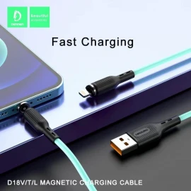 Denmen D18E Magnetic Charging Cable 3 in 1 with Micro USB USB-c & Lighting For ios Iphone and Android