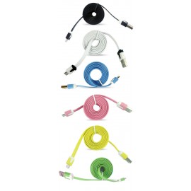 1M 3ft Colorful Flat Micro Usb Sync and Charge Cable For Samsung/ HTC/ Nokia /LG Smartphones