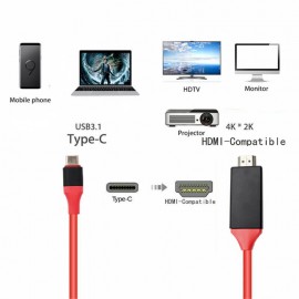 4K 1080P USB 3.1 Type C to HDMI-compatible Adapter Cable USB-C Cable Cable for Macbook Pro ChromeBook Pixel