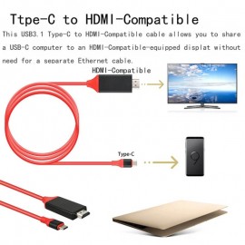 4K 1080P USB 3.1 Type C to HDMI-compatible Adapter Cable USB-C Cable Cable for Macbook Pro ChromeBook Pixel