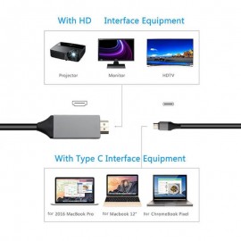 4K 1080P USB 3.1 Type C to HDMI-compatible Adapter Cable USB-C Cable Cable for Macbook Pro ChromeBook Pixel