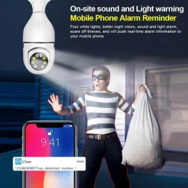 Light Bulb Security Camera - Full-HD 1080P 360 Degree Wireless WiFi Camera with Two-Way Audio & Motion Detection