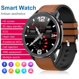 XBOSS L15 Smart Watch Men Women ECG PPG Heart Rate Full Round Touch Waterproof IP68 Smartwatch Wristband