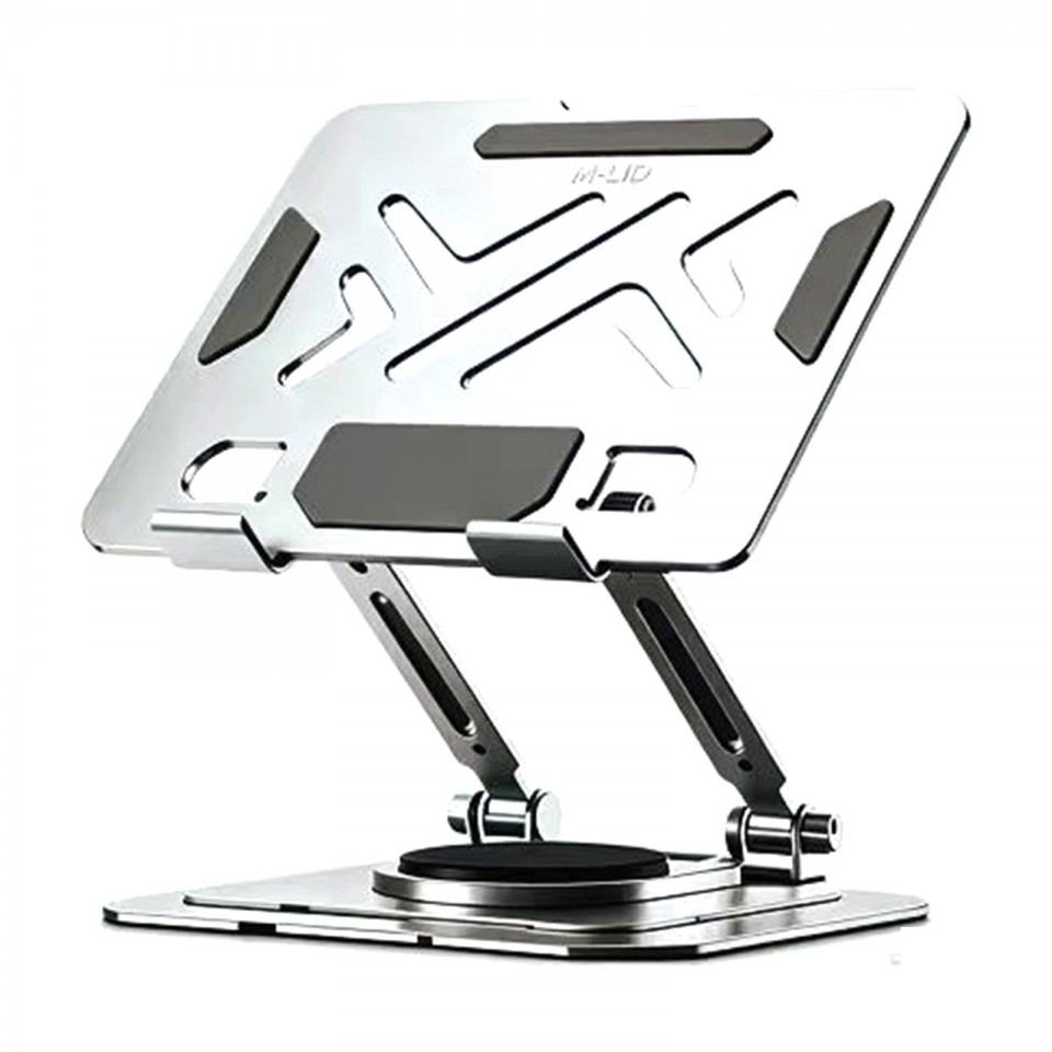 M-LID TabMax Large Metal Folding Tablet Stand — 720° Rotating, Height Adjustable
