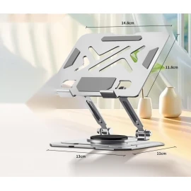 M-LID TabMax Large Metal Folding Tablet Stand — 720° Rotating, Height Adjustable