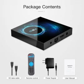 T95 Android Tv Box Quad-Core 64-bit ARM Cortex-A53 Android Box with 2.4G/5G Dual WiFi 10/100M Ethernet, Support H.265/3D/6K Ultra HD/BT 5.0/HDMI 2.0 Smart TV Box