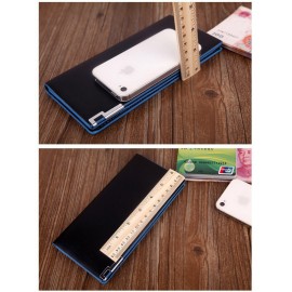 Men PU Wallets Long Design Metal Wallet Money Purse Clutch Bag Card Holder Carteira Masculina 