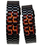 Fashion Black Digital Lava Wrist Watch Men Red LED Display Men's Watches Gifts for Male Boy Sport Creative Clock