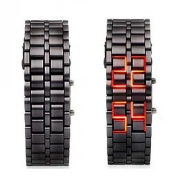 Fashion Black Digital Lava Wrist Watch Men Red LED Display Men's Watches Gifts for Male Boy Sport Creative Clock