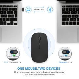 XBOSS X5 Ultra Thin 2.4GHz and Bluetooth Wireless Rechargeable Mouse Optical Mouse for Mac Windows Linux Android Phone Tablet ipad