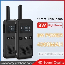 XBOSS M2 Walkie Talkie 2PCS 8W 4000Mah 5-10km Range Civil Kilometer High Power Intercom Outdoor Handheld Mini Walkie Talkie Rechargeable Thickness