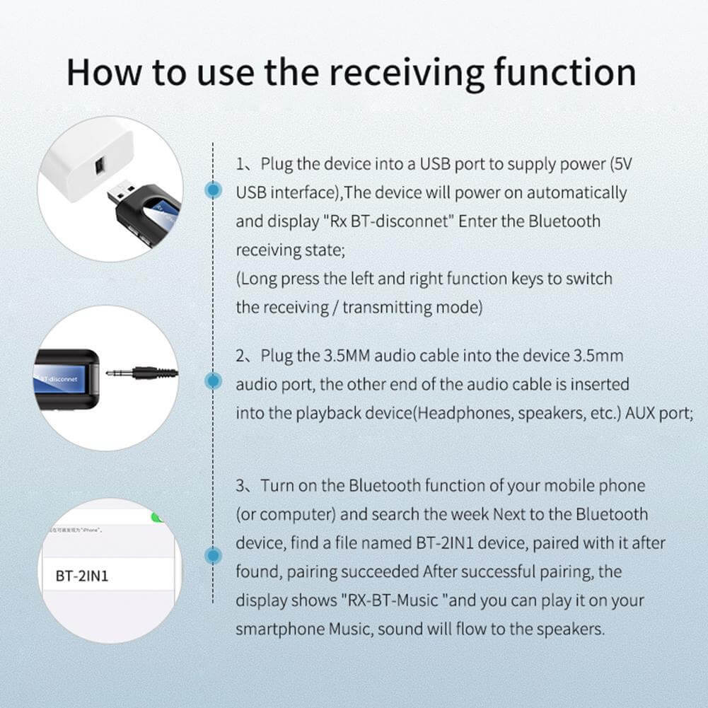 USB Bluetooth 5 0 EDR LCD Display audio receiver and transmitter with bluetooth  audio jack receiver for TV Car PC