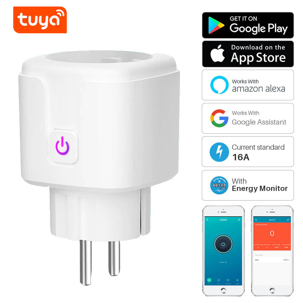 Tuya Domotica Eu Smart Plug Socket 16A Work With Alexa Google Home AC110V  240V Suport IOS Iphone Android Casa Inteligente