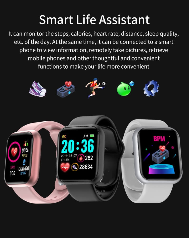 ID115 Bluetooth Fitness Band Smart Watch Tracker with Heart Rate Sensor  Activity Tracker {CONNECT WITH FITPRO APP}